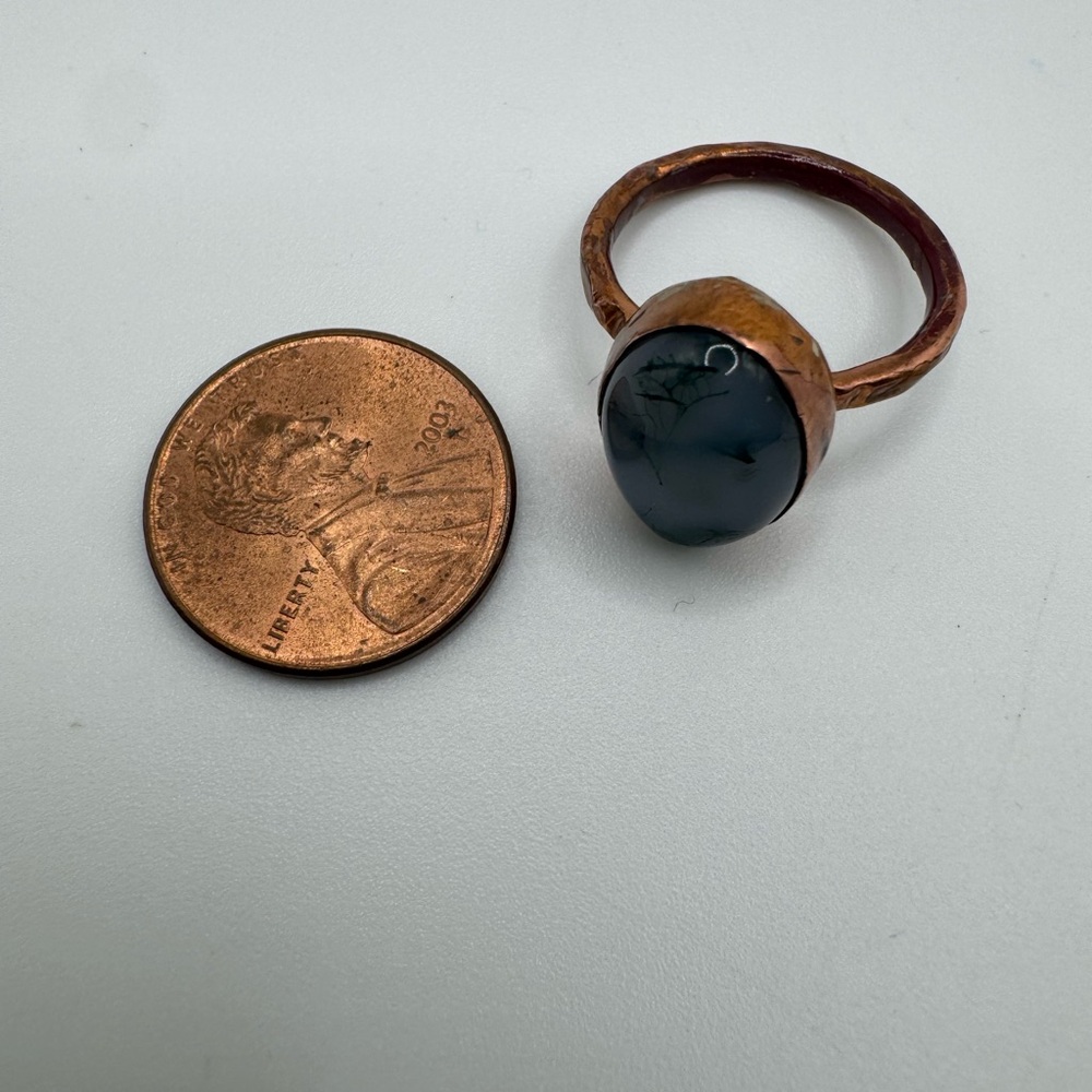 Moss Agate Sealed Copper Ring - image 3